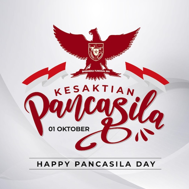 indonesia national pancasila day banner with red and white background