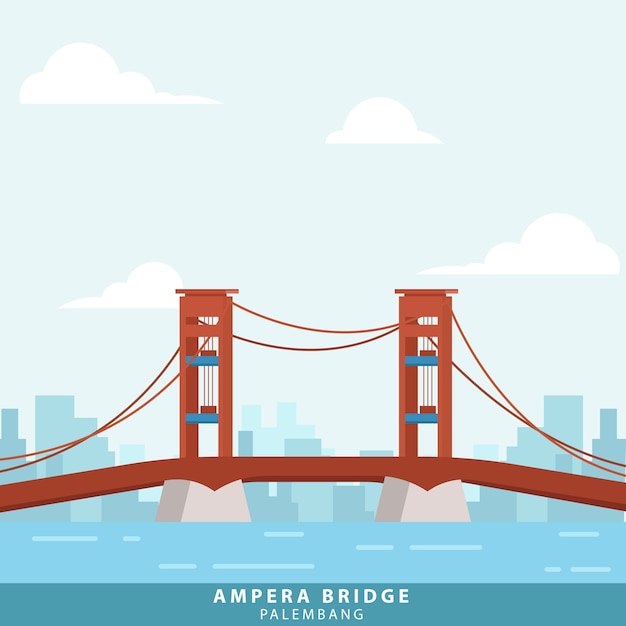 Индонезия Palembang Ampera Bridge Landmark