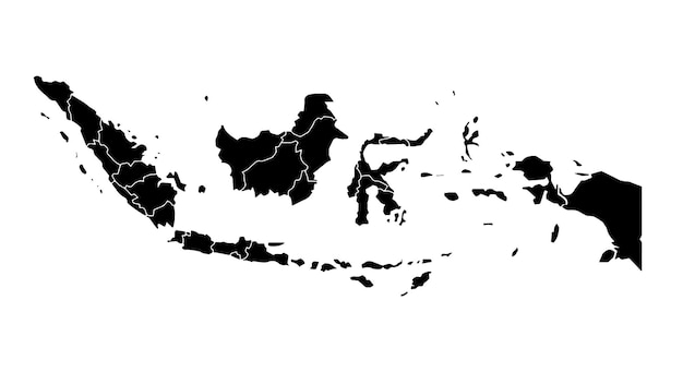 Vector indonesia political map low detailed solid simple style black and white vector editable