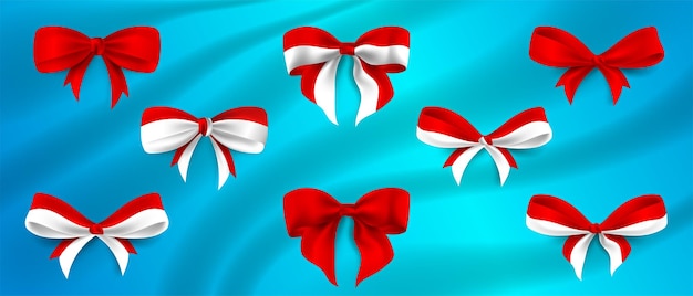 Indonesia Ribbon vector collections Red white ribbon for 17th August independence day elements