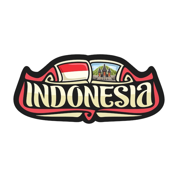 Illustrazione del ricordo di viaggio del distintivo del logo della bandiera dell'autoadesivo dell'indonesia