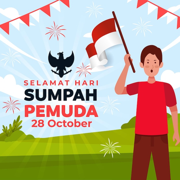 Indonesia Sumpah Pemuda Illustration Banner Template Indonesia Celebrations Day Event Revolution