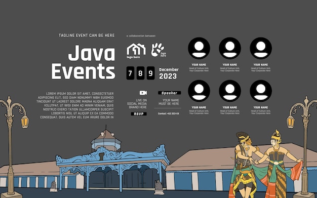 Vector indonesia surakarta central java design layout idea for social media or event background