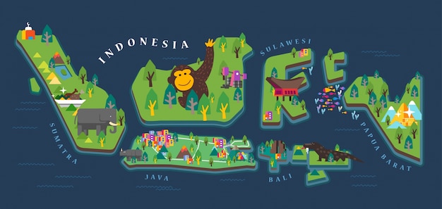 Vector indonesia tourism map