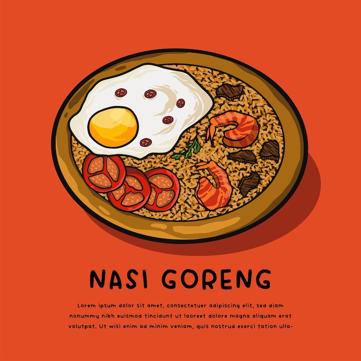 Vector indonesia traditional food fried rice logo illustration