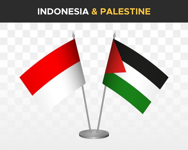 Premium Vector Indonesia vs palestine desk flags mockup isolated 3d