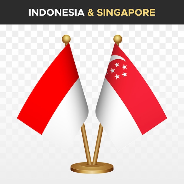 Indonesia vs Singapore flags 3d standing desk flag bendera indonesia