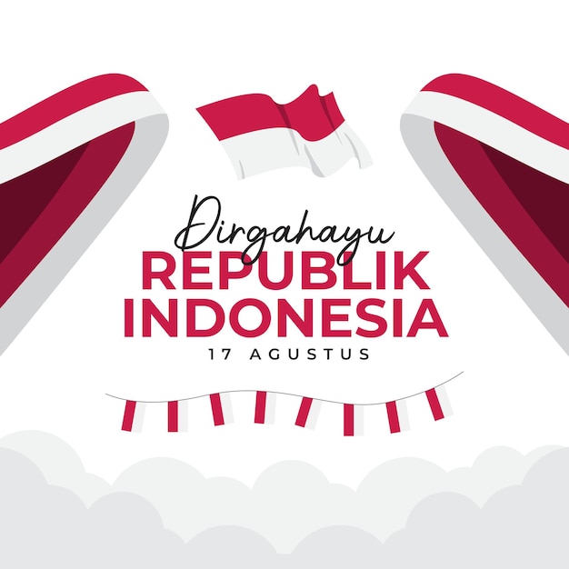 Indonesia waving flag independence day design template 17 august