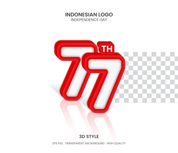 Vector indonesia39s 77e verjaardagslogo 3d-stijl teksteffect premium vector
