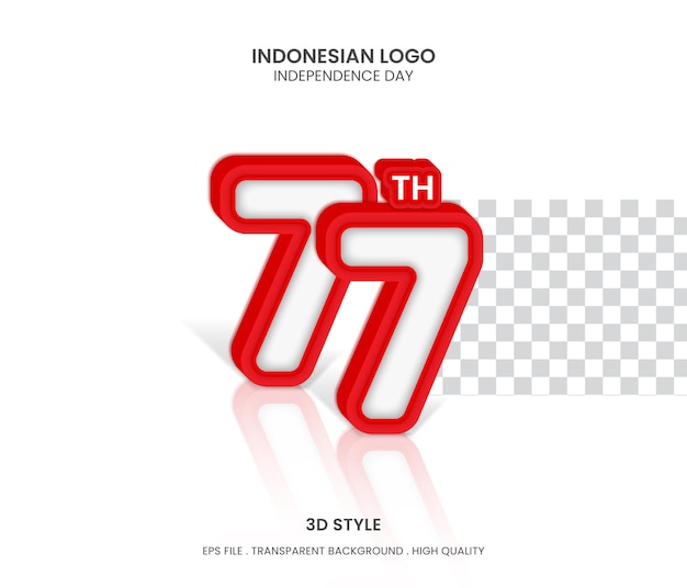 Vector indonesia39s 77th anniversary logo 3d style text effect premium vector