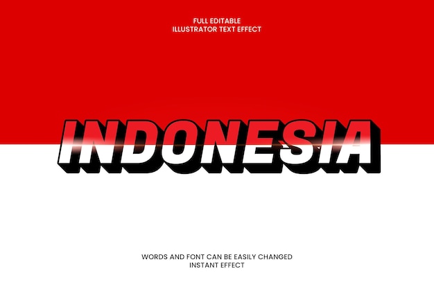 Effetto di testo modificabile 3d indonesiano per il giorno dell'indipendenza dell'indonesia su bandiera rossa e bianca 3d