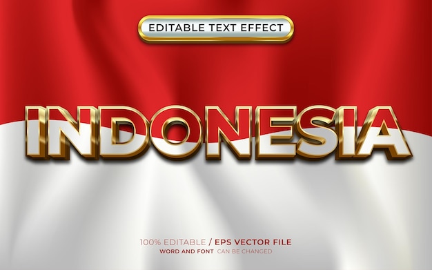 Индонезийский 3D текстовый эффект с индонезийским флагом