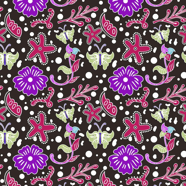 Indonesian batik Decorative floral seamless pattern fashion background
