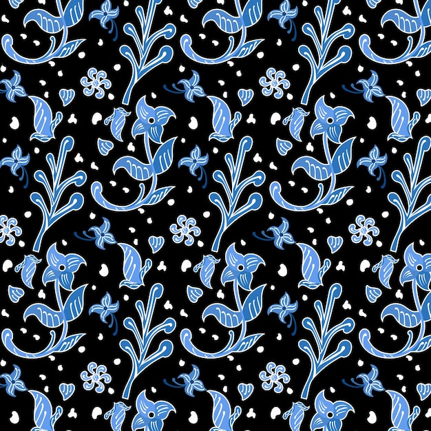 Vector indonesian batik decorative floral seamless pattern fashion background