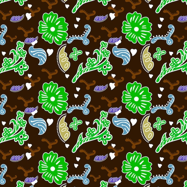 Indonesian batik Decorative floral seamless pattern fashion background