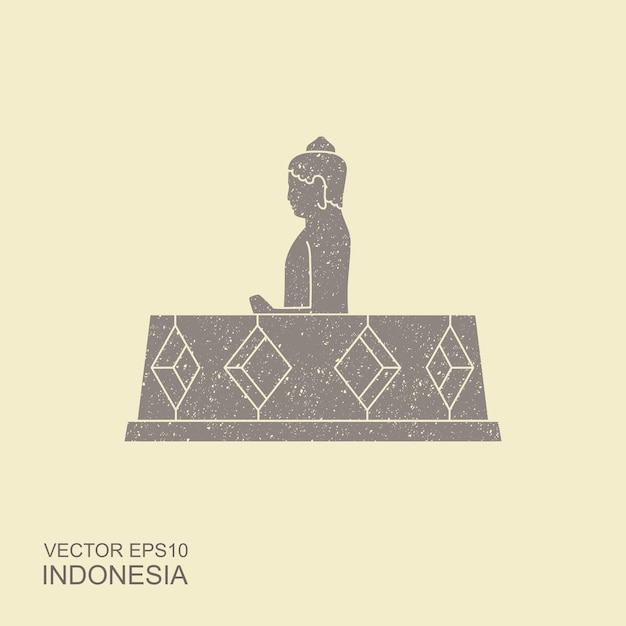 Indonesian Borobudur ancient temple Flat vector icon