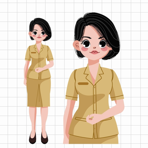 ベクトル インドネシアの公務員の制服のイラスト