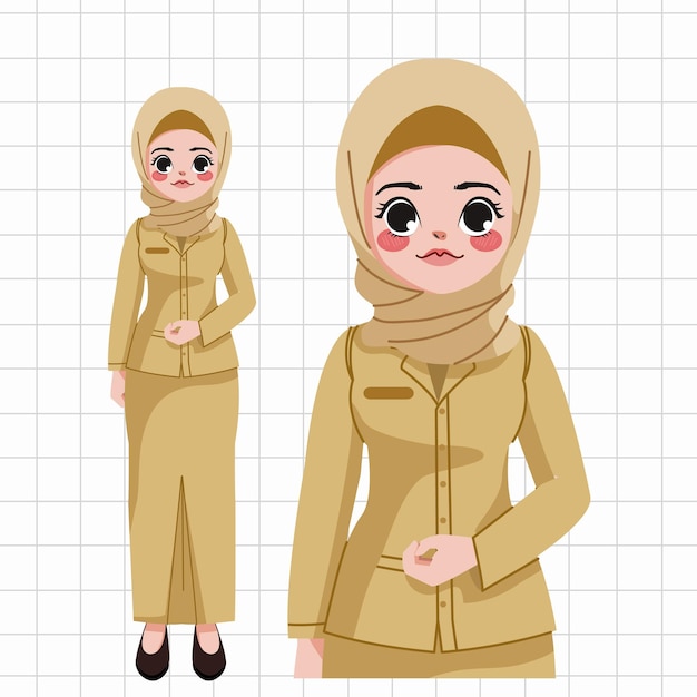 Vettore illustrazione dell'uniforme del funzionario civile indonesiano