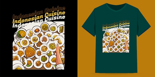 Индонезийская кулинария подходит для трафаретной печати одежды и брендинга продуктов питания Premium векторы