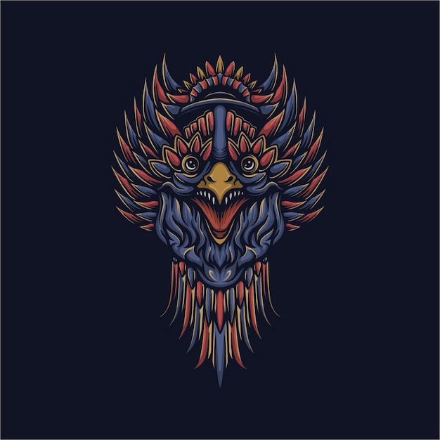 Indonesian culture eagle head vector illustration