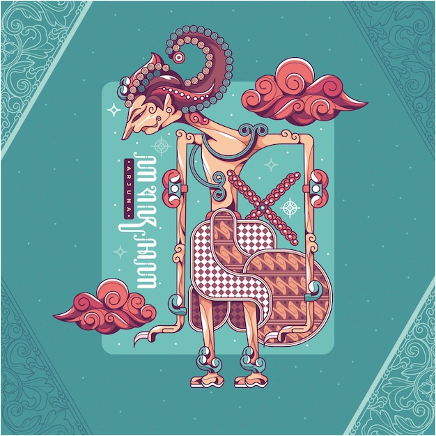 indonesian culture wayang character vector art traditional letter means arjuna