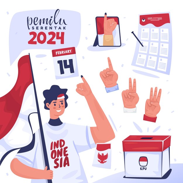 Vector indonesian election vote day element set