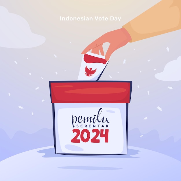 インドネシアの選挙投票日 フラットデザイン