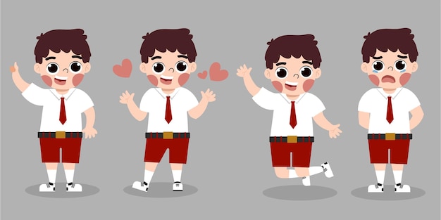 ベクトル インドネシアの小学生のかわいいキャラクター