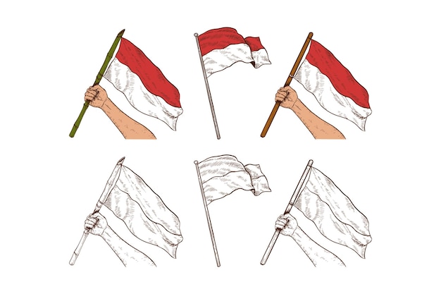 Indonesian Flag Handdrawn Illustration