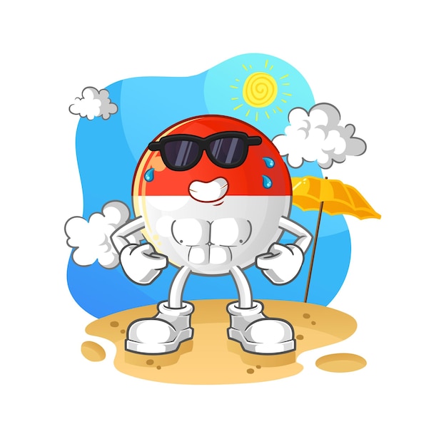 Indonesian flag sunbathing in summer. character vector