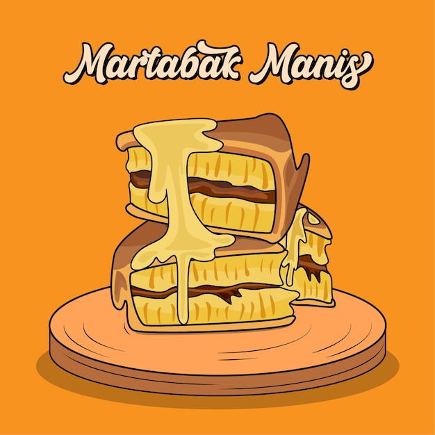 Indonesian food called martabak manis illustration