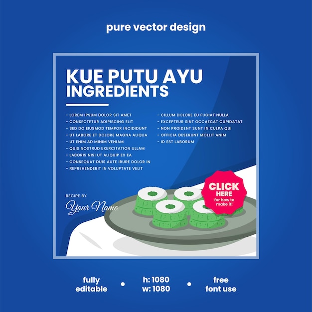 インドネシア料理 - Kue Putu Ayu - インスタグラムとソーシャルメディアの投稿