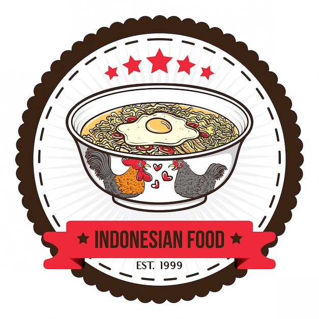 Indonesian food noodle badge design templates