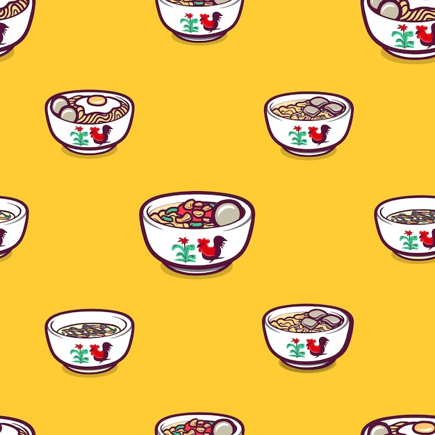 Indonesian foods in seamless pattern background