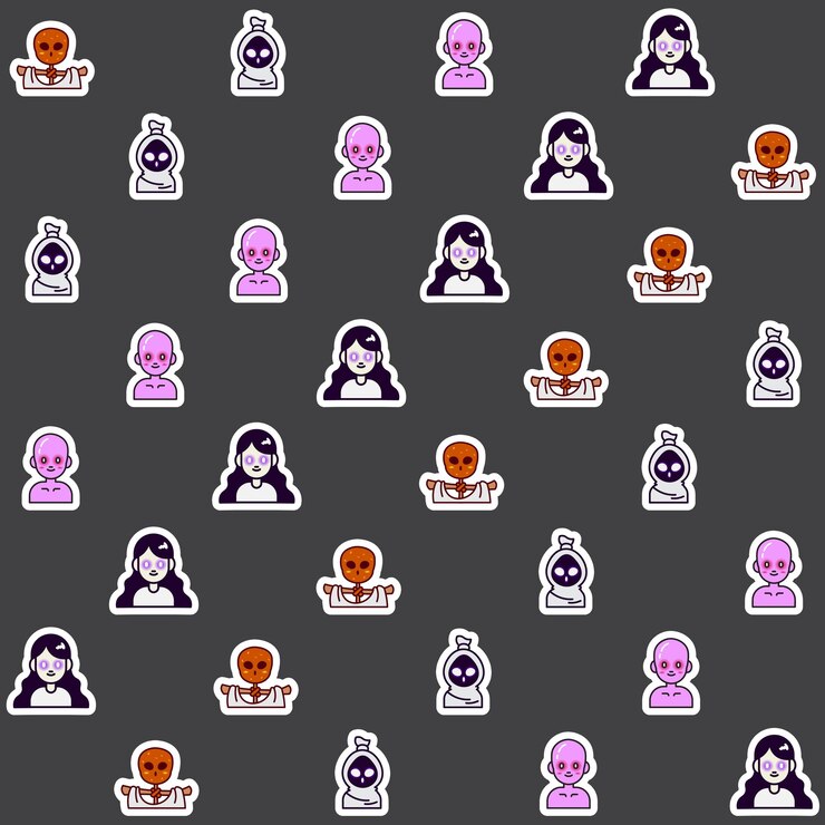 Vector indonesian ghost and monster characters vector seamless pattern
