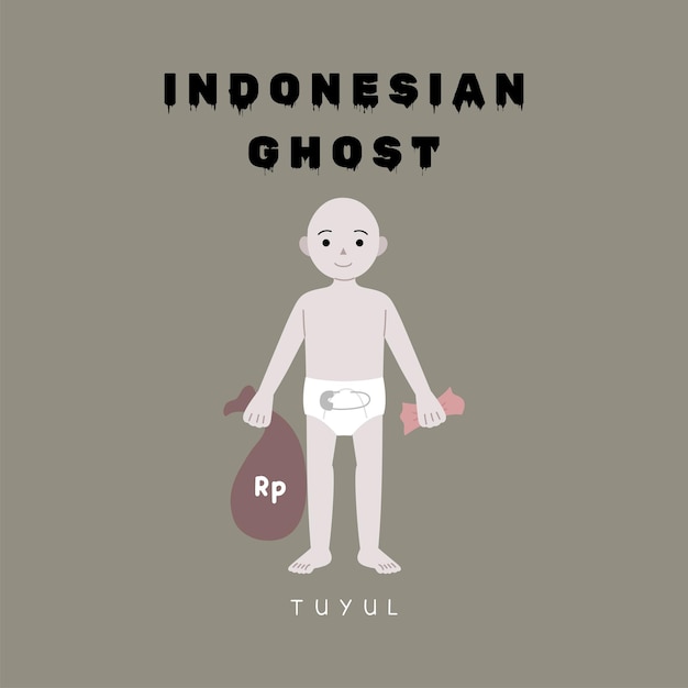 Vettore concetto di piatto vettoriale fantasma indonesiano