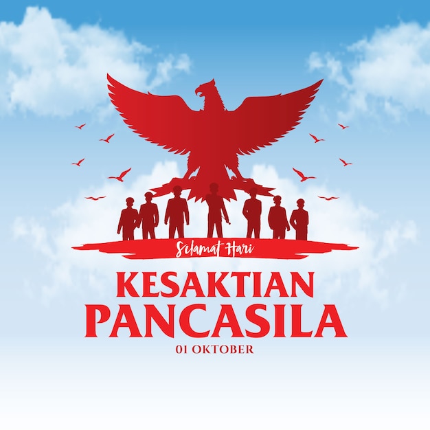 Indonesian Holiday Pancasila Day Illustration.Translation: 