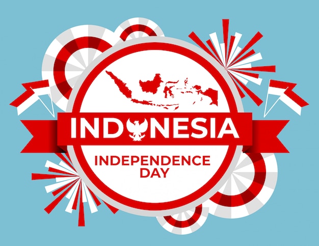 Indonesian independence day banner with red and white color