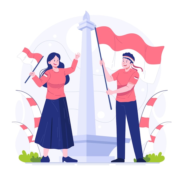 Illustrazione del carattere del giorno dell'indipendenza indonesiana