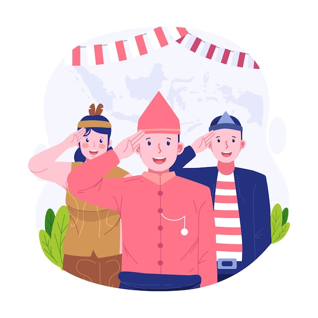 Indonesian Independence Day Character Illustration