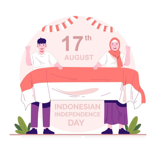 Illustrazione del carattere del giorno dell'indipendenza indonesiana