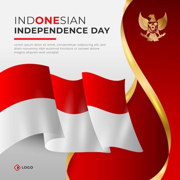 Indonesian independence day greeting banner template