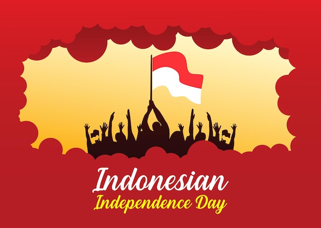 indonesian independence day in paper cut style design