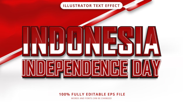 indonesian independence day text effect editable
