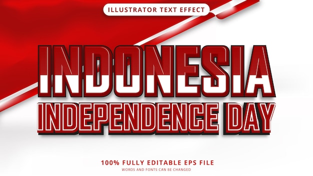 Effetto di testo del giorno dell'indipendenza indonesiano modificabile