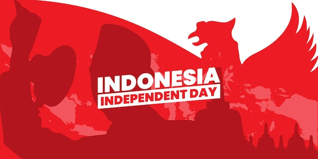 Vettore disegno di banner vettoriale del giorno dell'indipendenza indonesiana