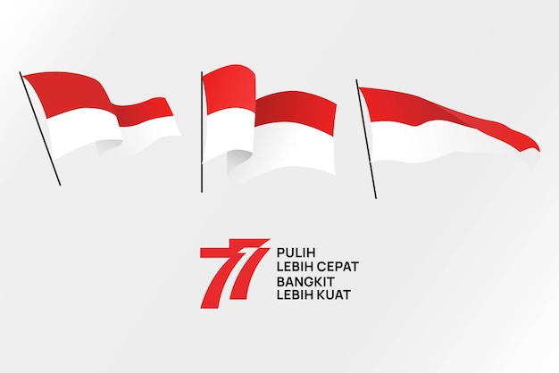 Indonesian independence flags illustration