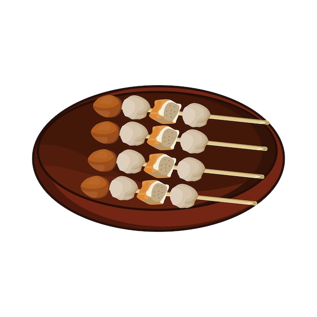 indonesian meatball tofu satay vector design