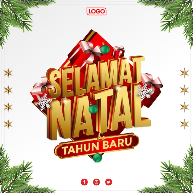 Vector indonesian merry christmas poster design