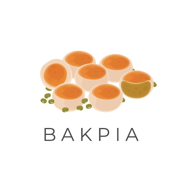 Vector indonesian mung bean bakpia illustration logo